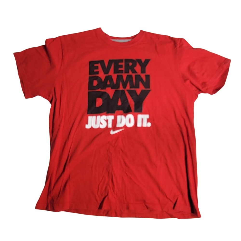 Nike Mens 2XL Red Every Damn Day Just Do It Graphic T-Shirt Short Sleeve Cotton